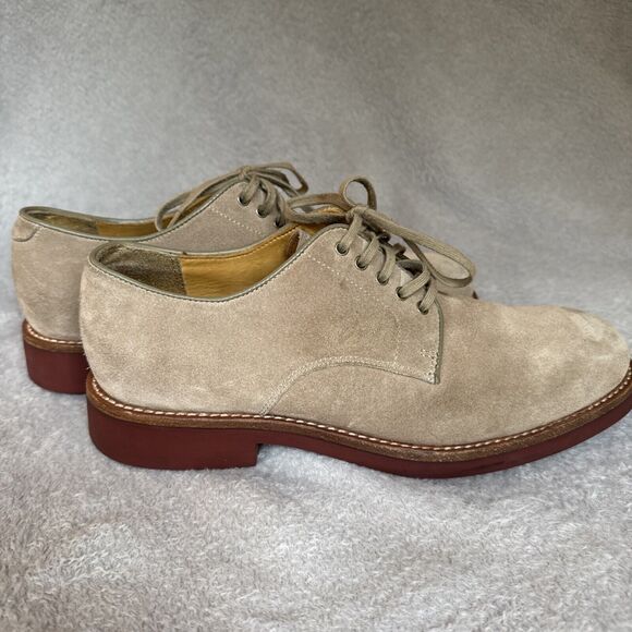 Polo Ralph Lauren Camel Suede Derby Oxford Lace Up Shoe 8D Wide Preppy Grandpa - Picture 14 of 16